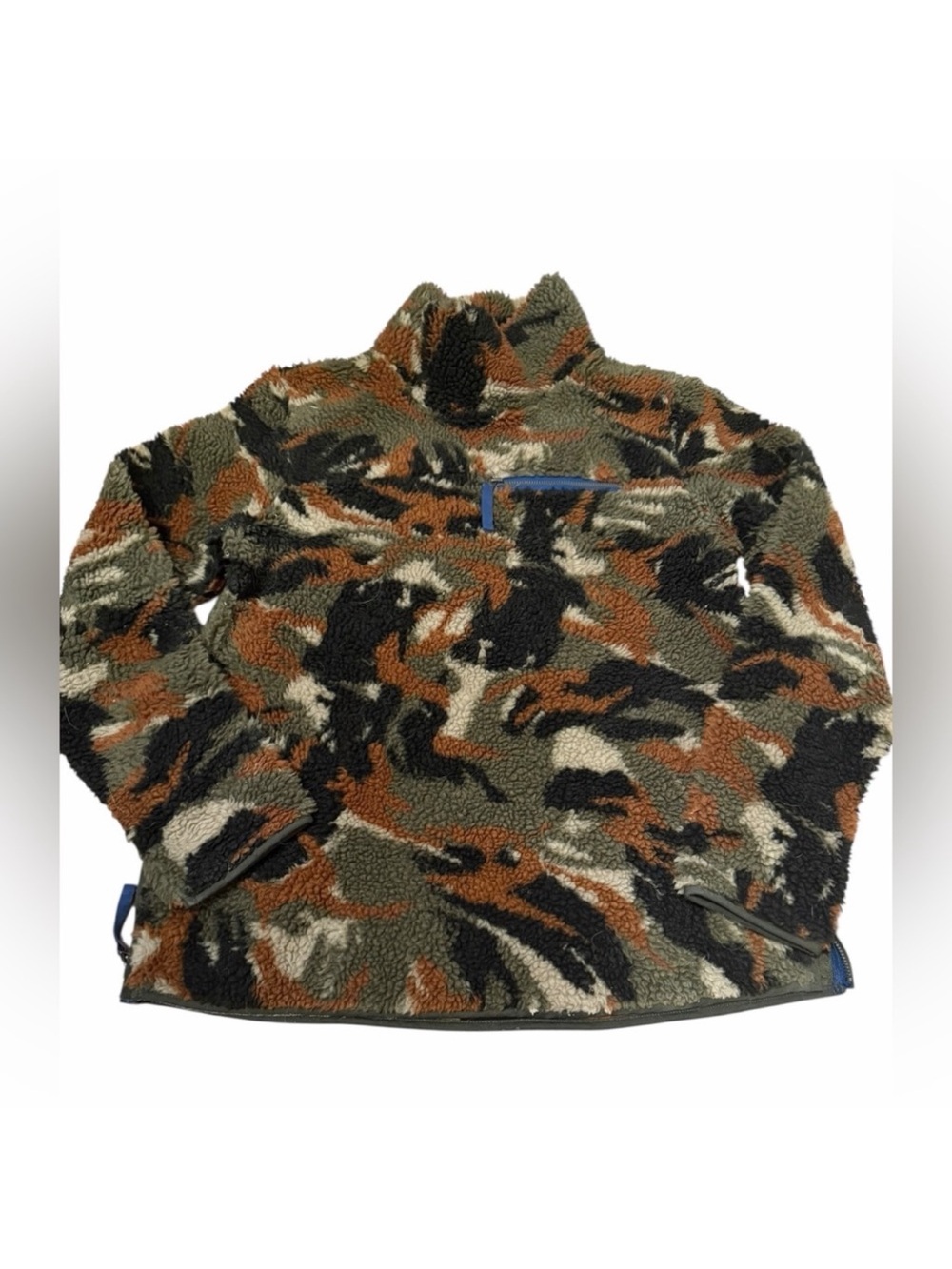 L.L. Bean Signature High Pile Camo Sherpa Pullover Fleece Jacket